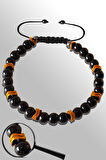 Sertifikalı Rose Çavuş Hematitli Siyah Obsidyen Taşı Bileklik - Ayarlamalı