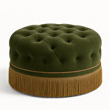 IVY GREEN YEŞİL KADİFE YUVARLAK PUF