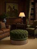 IVY GREEN YEŞİL KADİFE YUVARLAK PUF