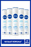 NIVEA Kadın Sprey Deodorant Fresh Natural 150ml, Ter Kokusuna Karşı 48 Saat Koruma, X5 Adet