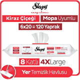 Sleepy Easy Clean Kiraz Çiçeği Mopa Uyumlu Yer Temizlik Havlusu&Mendili 6x20 (120 Yaprak)