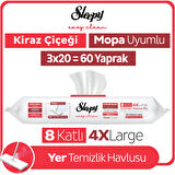 Sleepy Easy Clean Kiraz Çiçeği Mopa Uyumlu Yer Temizlik Havlusu&Mendili 3x20 (60 Yaprak)