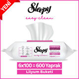 Sleepy Easy Clean Lilyum Buketi Yüzey Temizlik Havlusu&Mendili 6x100 (600 Yaprak)