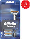 Gillette Sensor3 Tıraş Makinesi + Yedek Tıraş Bıçağı 5 x 6'lı