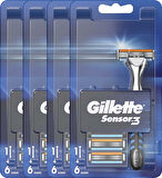 Gillette Sensor3 Tıraş Makinesi + Yedek Tıraş Bıçağı 4 x 6'lı