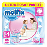 Molfix Ultra Fırsat Paketi Kilotlu Bebek Bezi 4 Numara 86 Adet