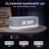 Kablosuz Şarjlı Dijital Çalar Saat ve Gece Lambası 4'ü 1 Arada