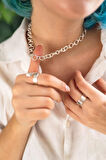 ÇİFT HALKA ÖRÜLMÜŞ GÜMÜŞ CHOCKER