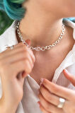 ÇİFT HALKA ÖRÜLMÜŞ GÜMÜŞ CHOCKER