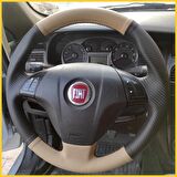 Fiat Linea Tuşlu Araca Özel Direksiyon Kılıfı (Karbon Krem)