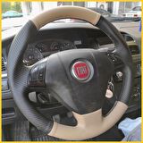Fiat Linea Tuşlu Araca Özel Direksiyon Kılıfı (Karbon Krem)