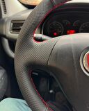 Fiat Linea Fiorino (Tuşsuz)  Araca Özel Direksiyon Kılıfı (Noktalı Düz Kırmızı Dikişli)