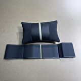 Üniversal Deri Direksiyon Kılıfı Oto Boyun Yastığı(Nubuk Karbon Krem Yüzüklü)