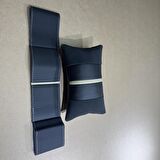 Üniversal Deri Direksiyon Kılıfı Oto Boyun Yastığı(Nubuk Karbon Krem Yüzüklü)