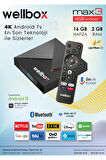 WELLBOX MAX3 Android TV BOX Wi-Fi Bluetooth HDMI Hafızalı Uydu Alıcısı