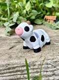 İnek Oyuncak -Siyah Beyaz Mucize  Gökkuşağı İneği 🐄🌈 3D Hareketli Organik Model -Orta Boy