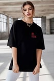 Modavera Unisex Baskılı Oversize T-Shirt - Siyah