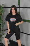 Modavera Unisex Baskılı Oversize T-Shirt - Siyah