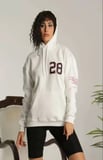 Modavera Unisex Kapşonlu Baskılı Sweetshirt - Beyaz
