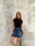 Modavera Kısa Kol Badi Bluz - Siyah