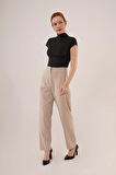 Modavera Çift Pens Detaylı Krem Pantolon
