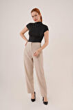 Modavera Çift Pens Detaylı Krem Pantolon