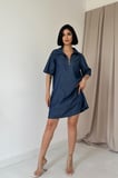 Modavera Mavi Tencel Kuplu Elbise
