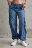 Modavera Mavi Yan Cepli Jeans Pantolon