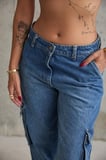 Modavera Mavi Yan Cepli Jeans Pantolon
