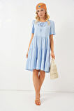 Modavera Kısa Kol Kısa Elbise 2554 - Mavi