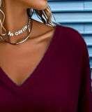 Modavera Kadın Uzun Kollu V Yakalı Viskon Iki Iplik Bluz