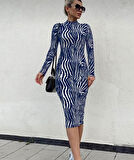 Modavera Kadın Uzun Kollu Mikro Midi Elbise