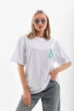 Modavera Unisex Baskılı Oversize T-Shirt - Beyaz