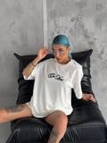 Modavera Unisex Baskılı Oversize T-Shirt - Beyaz