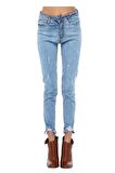 Mavi Denim Paça Detaylı Taşlanmış Likralı Kadın Pantolon