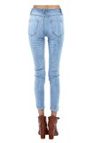 Mavi Açık Yıkamalı Denim Dar Paça Kadın Pantolon