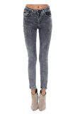 Gri Denim Cep ve Paça İncili Kadın Pantolon