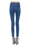 Mavi Açık Denim İncili Yıldız Nakışlı Kadın Pantolon