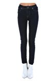 Koyu Mavi Dar Paça Kadın Denim Pantolon