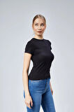 Maison La Femme Siyah Fitted/vücuda Oturan Crop T-shirt