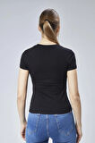 Maison La Femme Siyah Fitted/vücuda Oturan Crop T-shirt