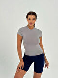 Maison La Femme Gri Fitted/vücuda Oturan Crop T-shirt