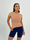 Maison La Femme Sütlü Kahve Fitted/vücuda Oturan Crop T-shirt