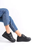Valencıa Bağcıksız Cırt Cırtlı Ortopedik Taban Kadın Sneaker Spor Ayakkabı St - Siyah