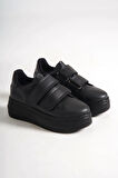 Valencıa Bağcıksız Cırt Cırtlı Ortopedik Taban Kadın Sneaker Spor Ayakkabı St - Siyah
