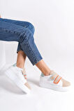Valencıa Bağcıksız Cırt Cırtlı Ortopedik Taban Kadın Sneaker Spor Ayakkabı Bt - Beyaz/ten/mavi