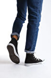 Jy0423 Axe Bağcıklı Keten Kumaş Erkek Günlük Sneaker Ayakkabı Kbt - Siyah