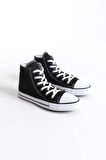 Jy0423 Axe Bağcıklı Keten Kumaş Erkek Günlük Sneaker Ayakkabı Kbt - Siyah