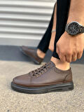Tb0535 Prime Bağcıklı Cilt Erkek Günlük Sneaker Ayakkabı Cst - Kahverengi