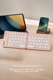 Kablosuz Klavye Bluetooth Katlanabilir Şarjlı Mini Klavye TK08 Pembe Seyahat Cep Cihaz